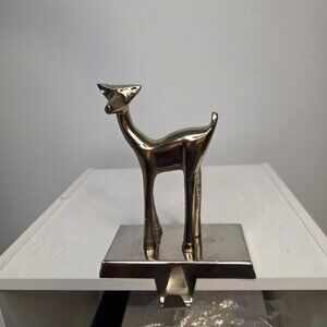 Modern Metal Silver Reindeer Stocking Holder Christmas Holiday